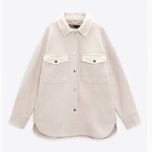 Zara Off White Soft Button Down Overshirt Woman’s Jacket Small NWOT
